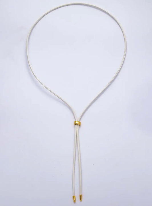 Dainty 2.5mm Leather Bolo Slide Adjustable 26in Necklace , White