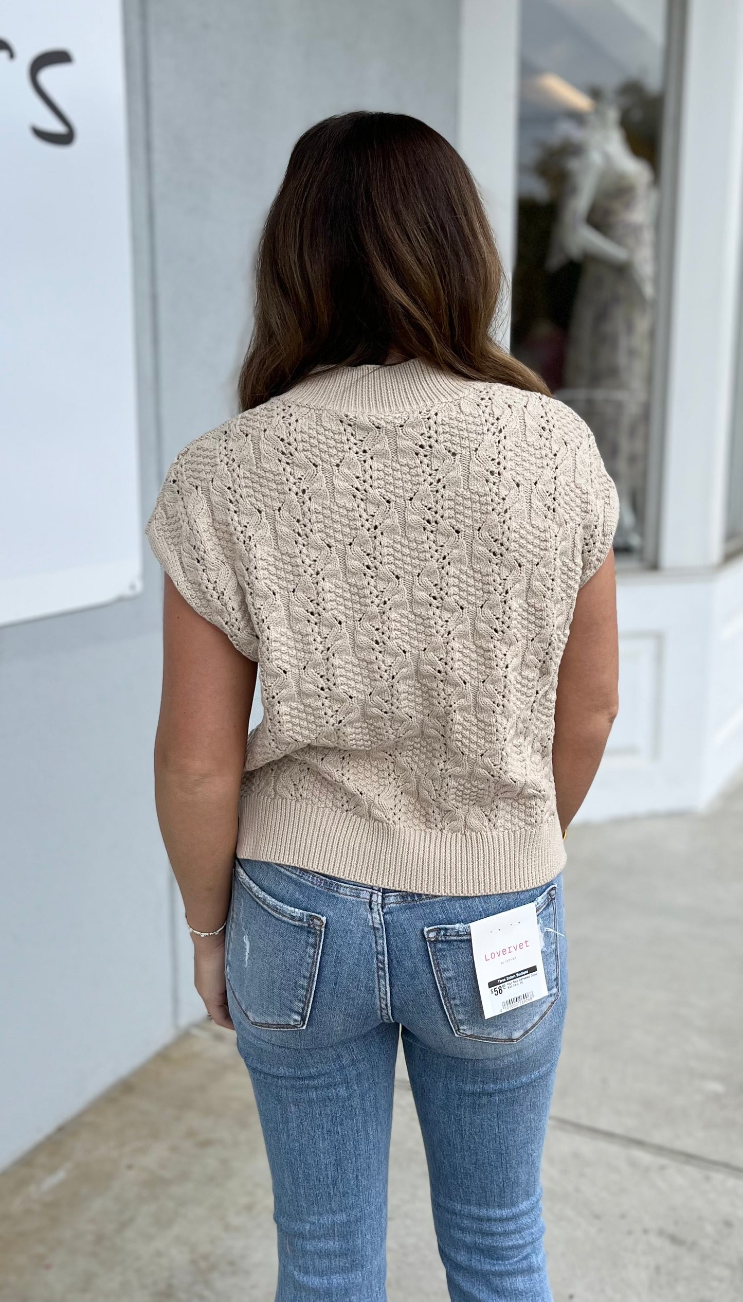 Oatmeal Cable Knit Mock Neck Sweater