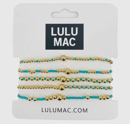 Lulu Mac Multi Color Bracelet Stack, Turquoise