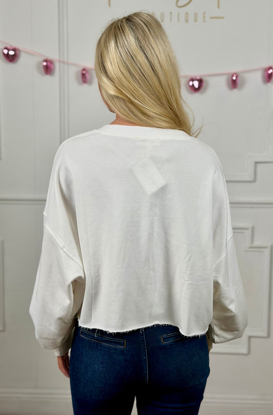 XOXO Rhinestone Crop Sweatshirt