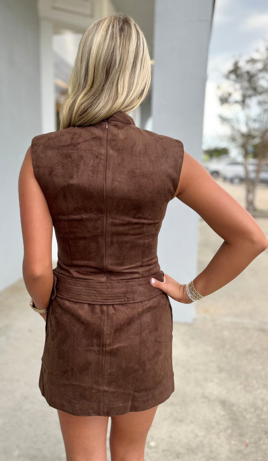 Espresso Mock Neck Belted Dress