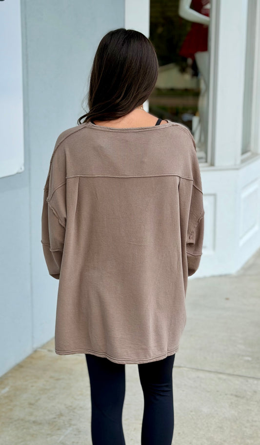 Classic Cotton Oversized Long Sleeve, Truffle