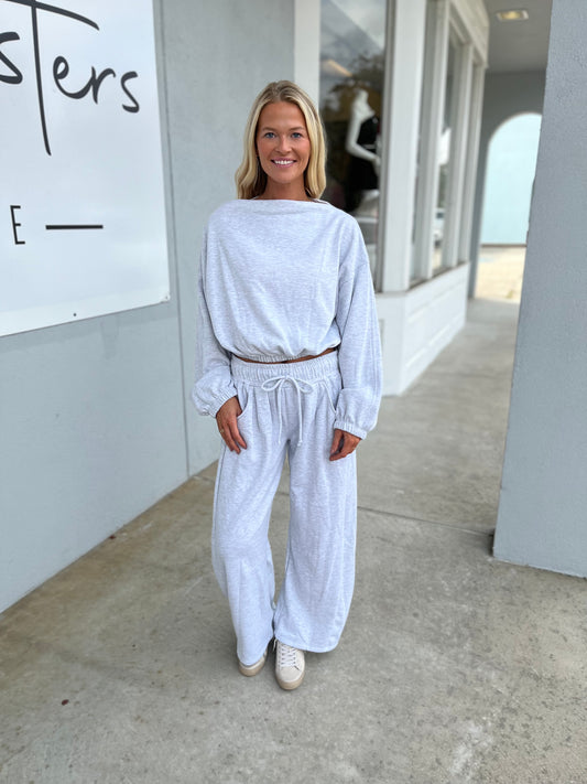 Heather Grey French Terry Barrel Pants