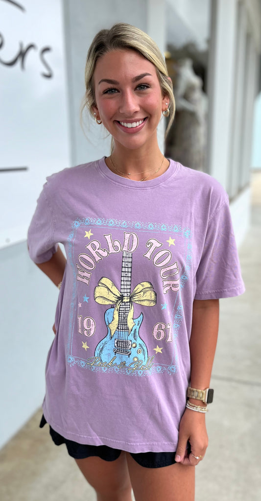 World Tour 1961 Graphic Top , Lavender