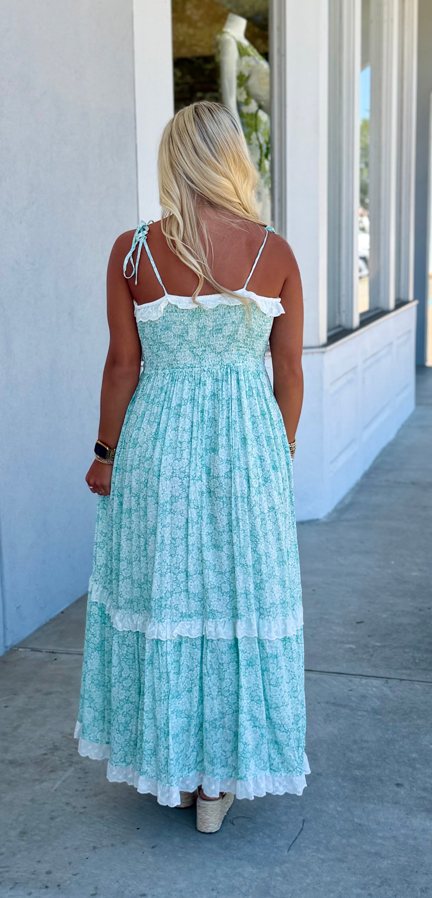 Jelly Mint Ruffle Detail Maxi Dress