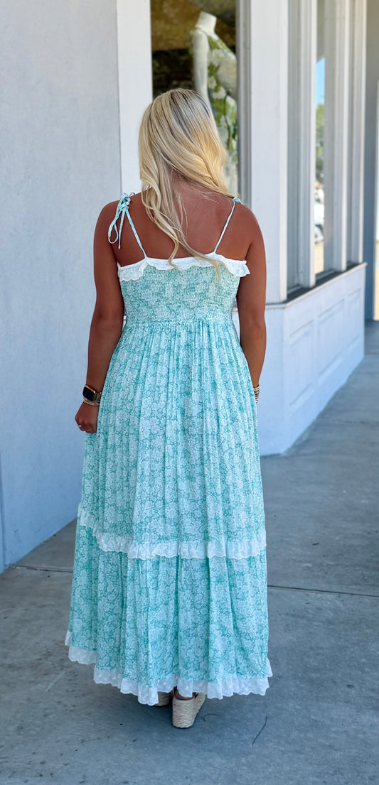Jelly Mint Ruffle Detail Maxi Dress