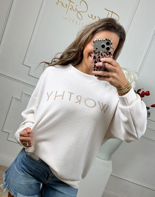Cream Worthy Graphic Knit Top