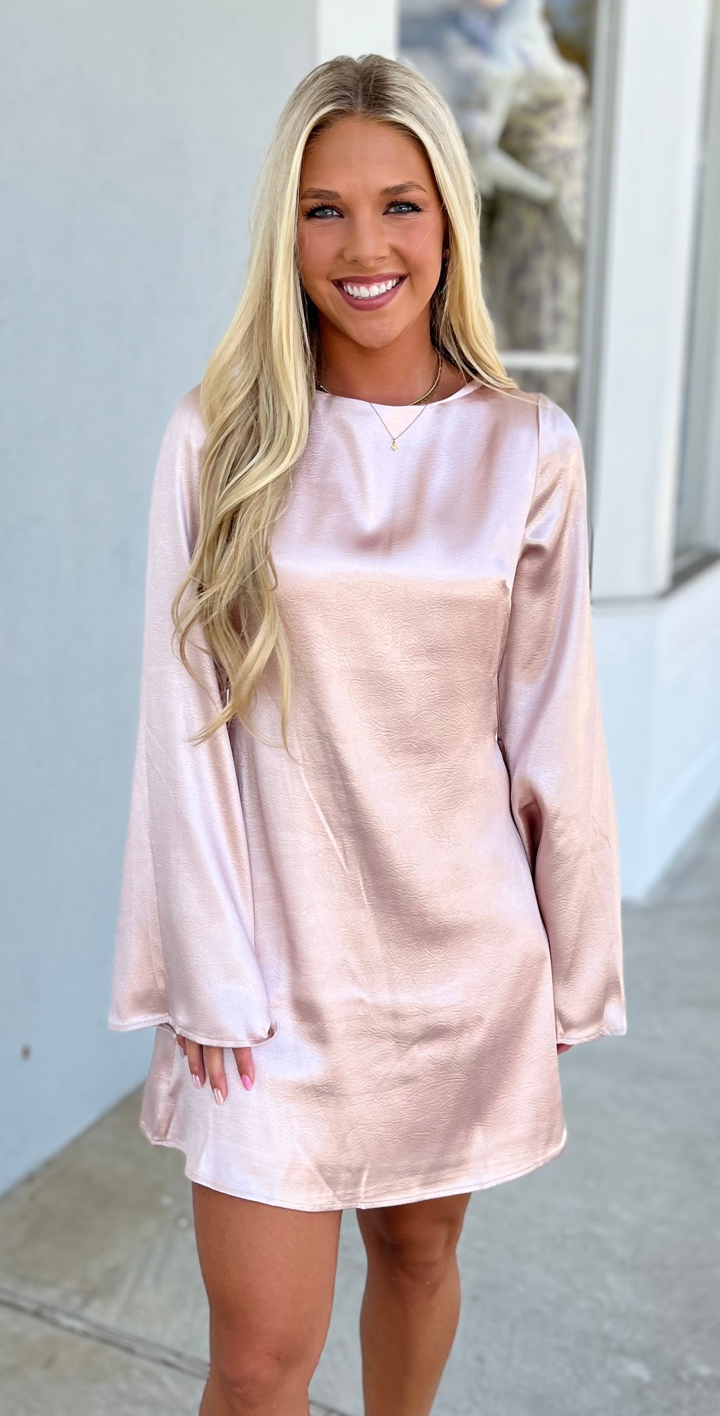 Mauve Satin Cowl Back Dress