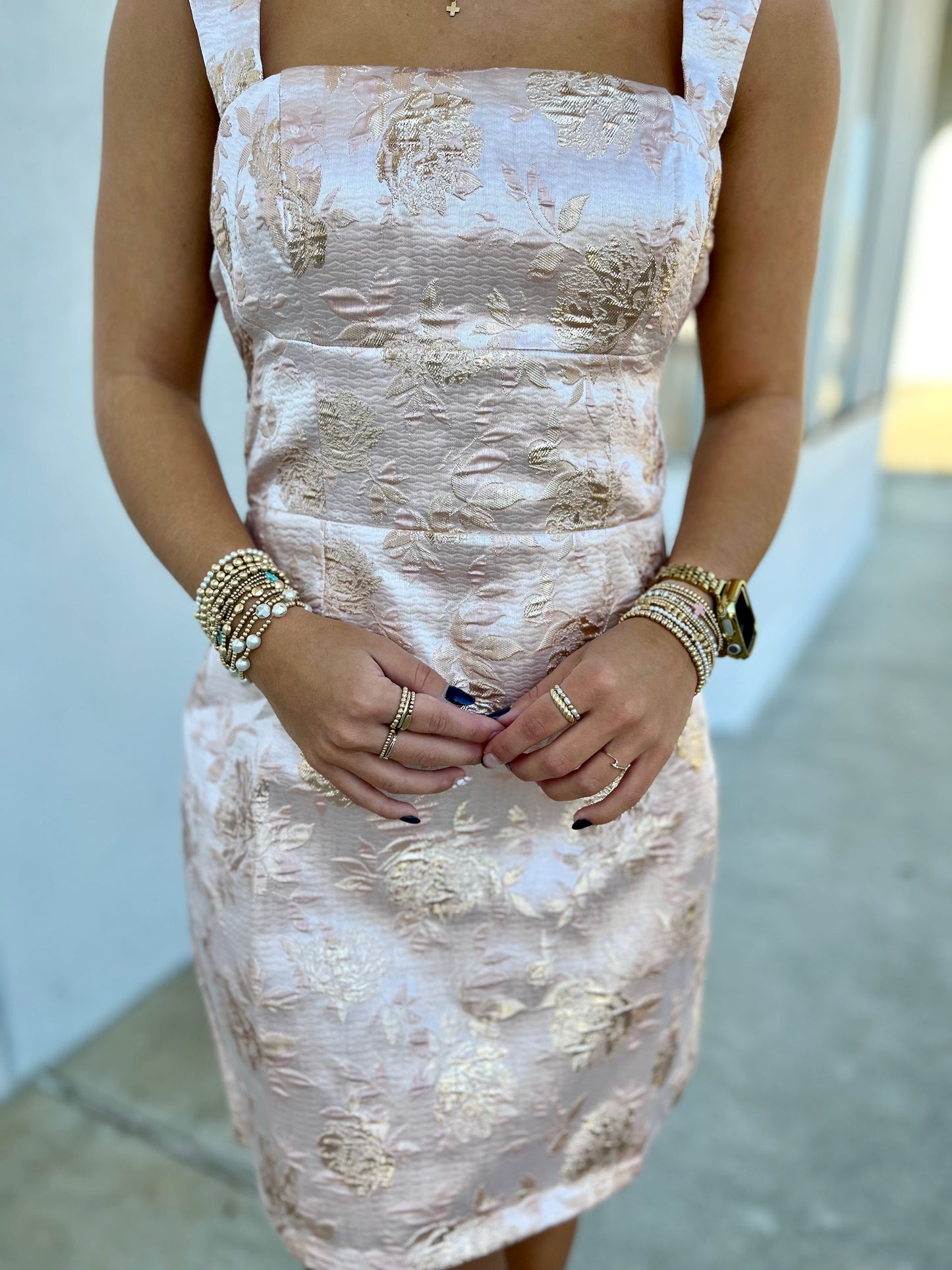 Blush Champagne Gold Open Back Dress