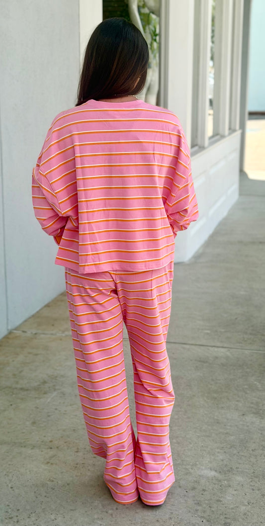 Pink/Orange Terry Loose Fit Lounge Sweatshirt