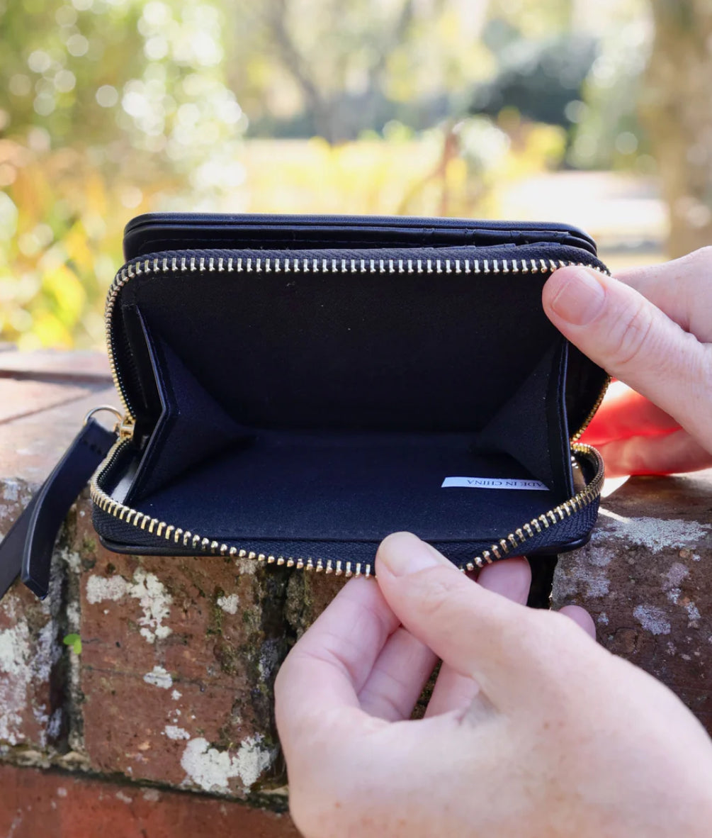 Black Nadine Zippered Wallet