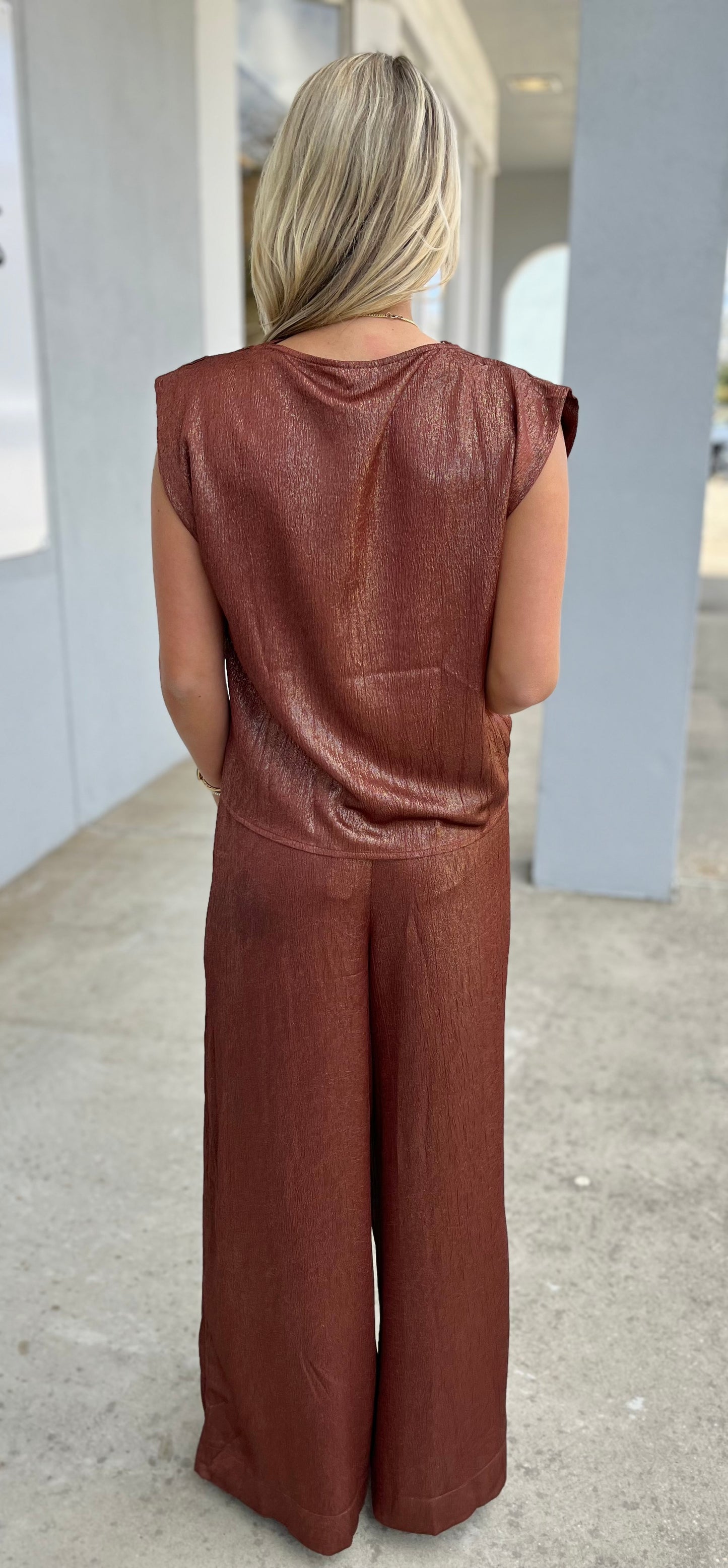 Mid Rise Wide Palazzo Pants, Brick