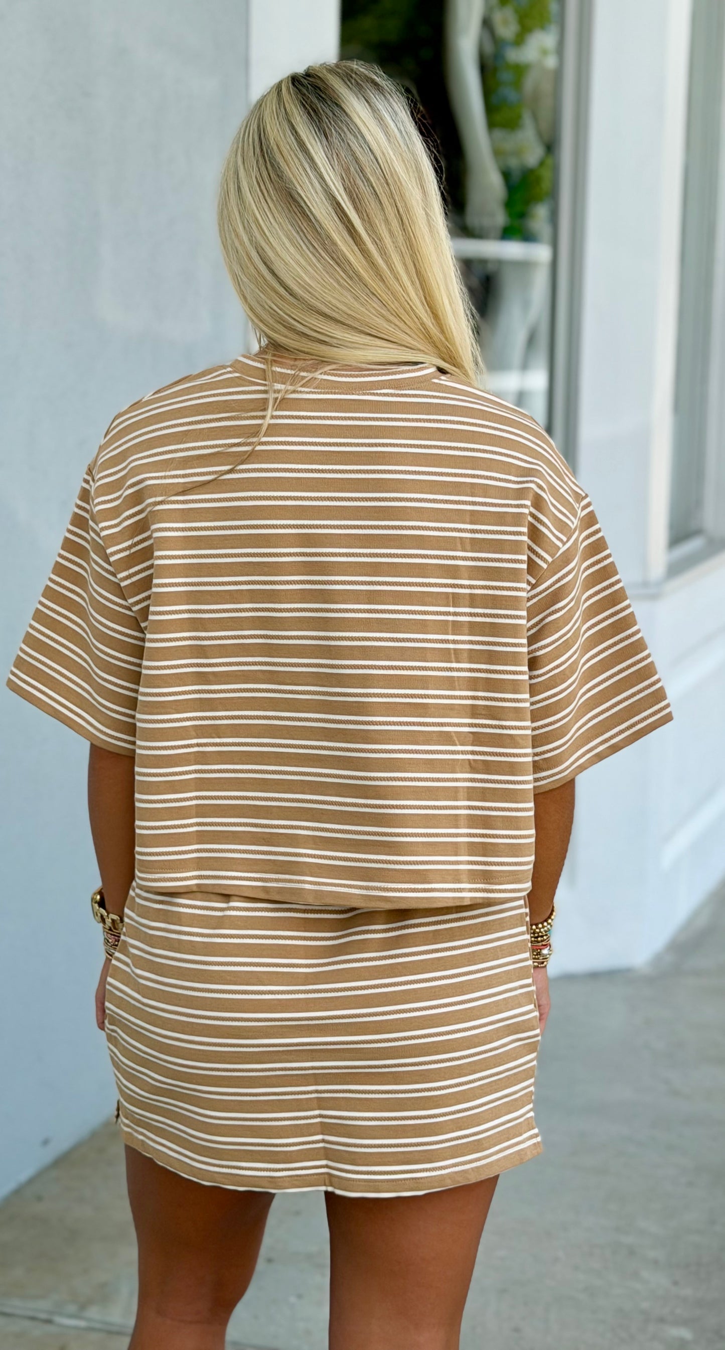 Tan Striped Lounge Skort