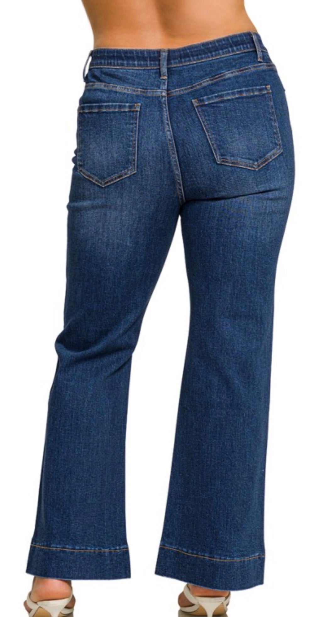 Plus Tummy Control Flare Denim Pants