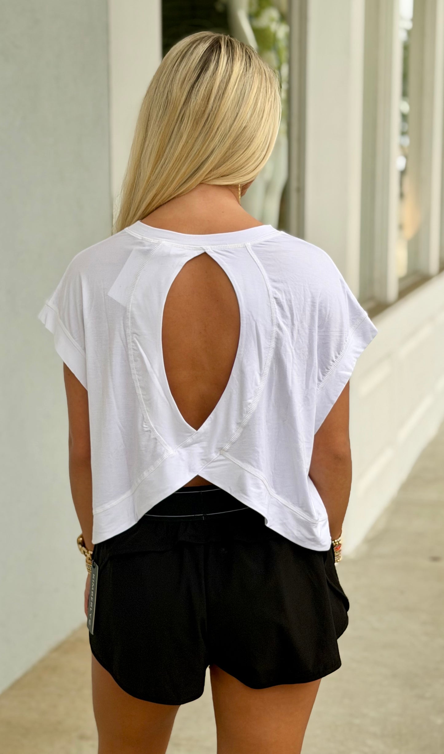 White Viscose Modal Open Back Top