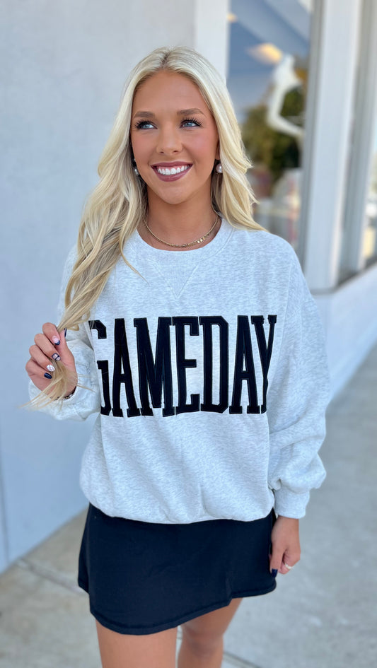 Heather Game Day Sweatshirt, White Melange