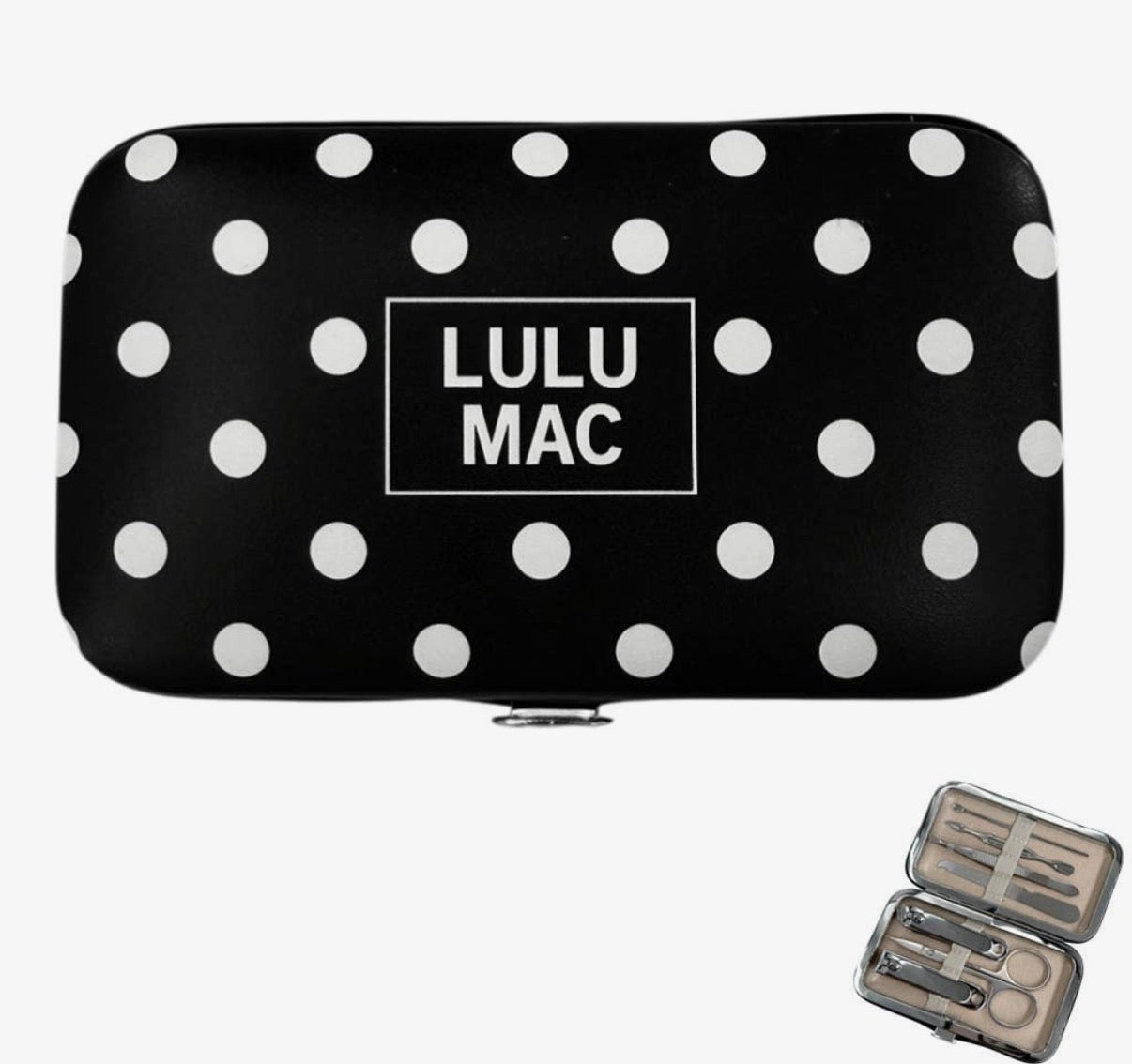 Polka Dot Lulu Mac Manicure Set, Black/White
