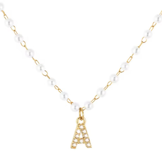 Pearl Initial Necklace