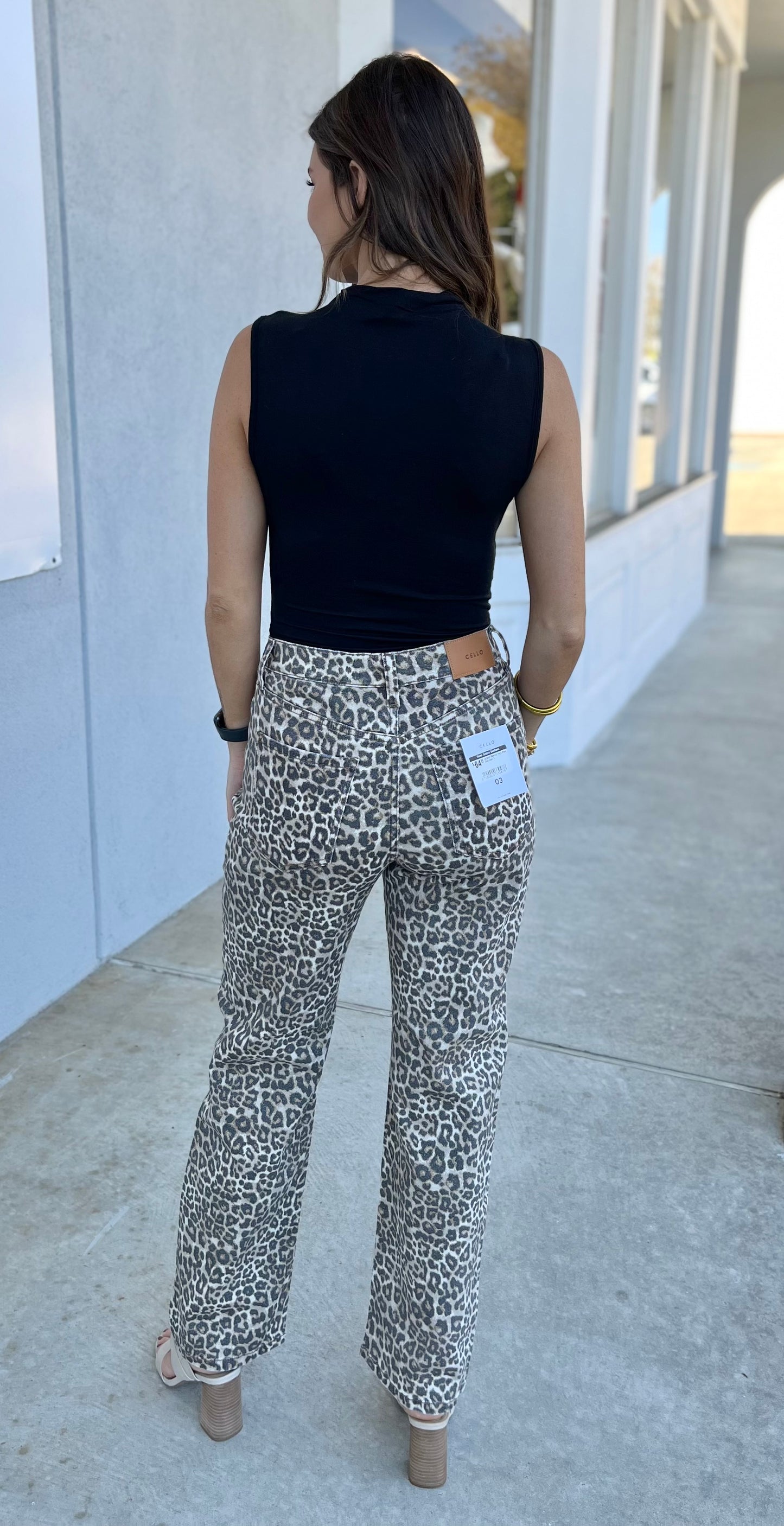 Lepard Washed High Rise Dad Jean