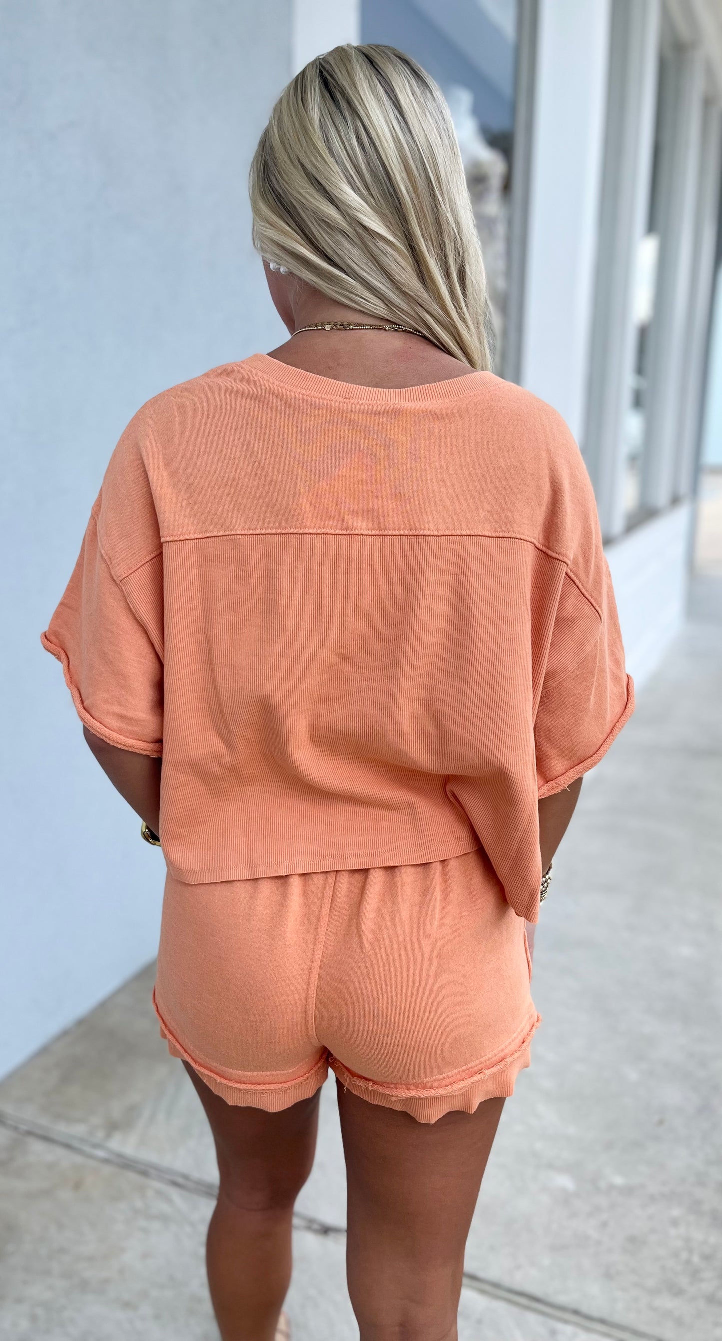 Almond Boxy Tee Short SET