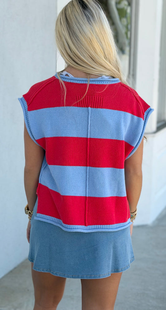 Red/Blue Striped Top