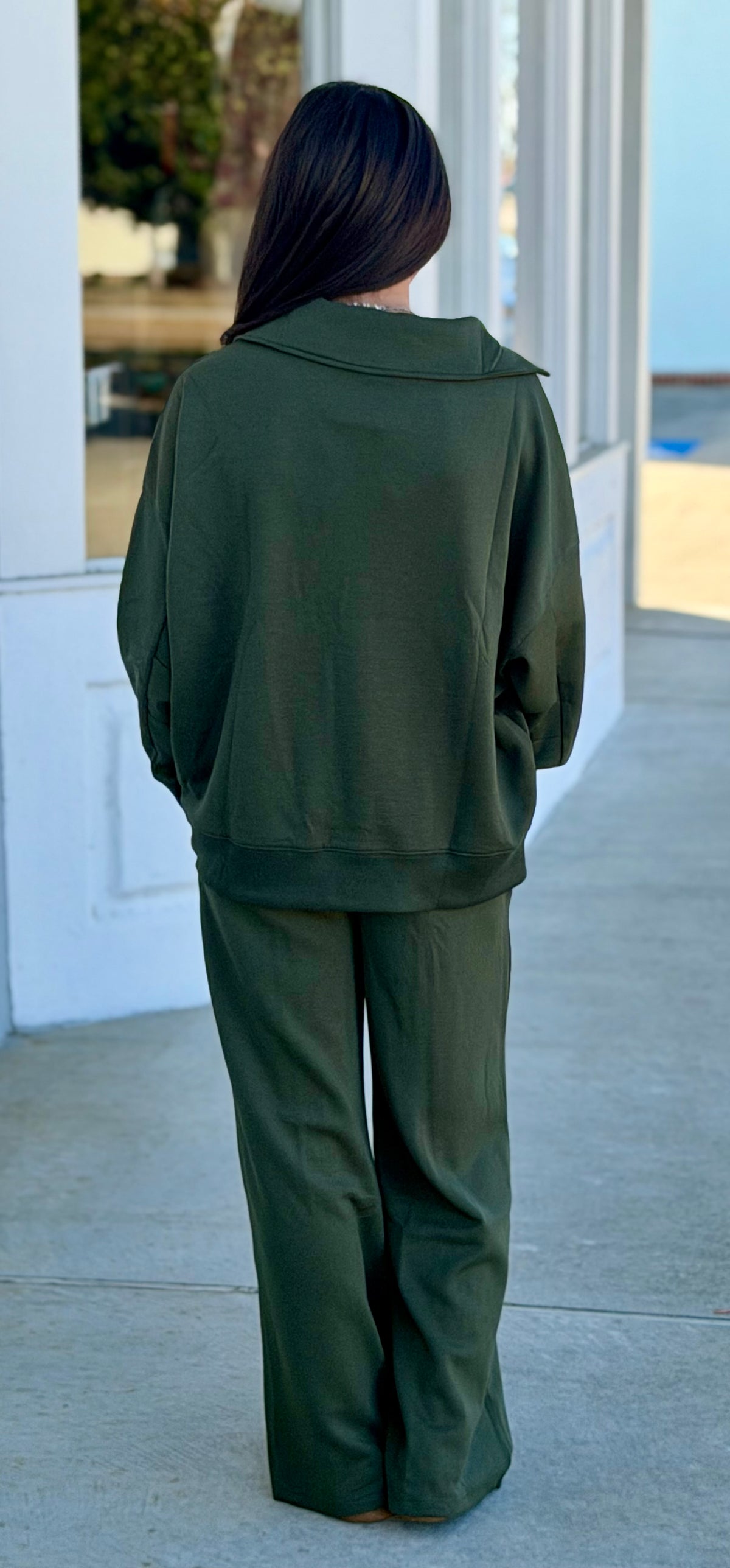 Scuba Collared Pullover & Pants SET, Dk Olive