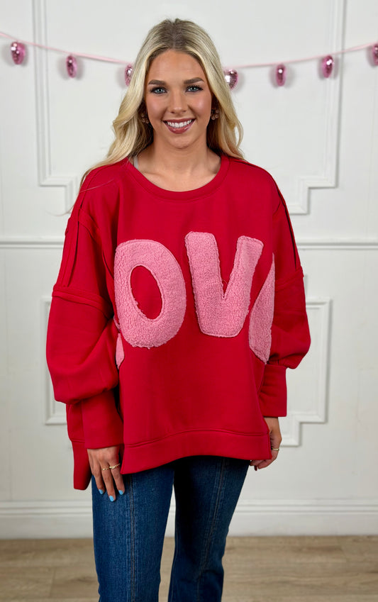 Love Fleece Patchwork Top