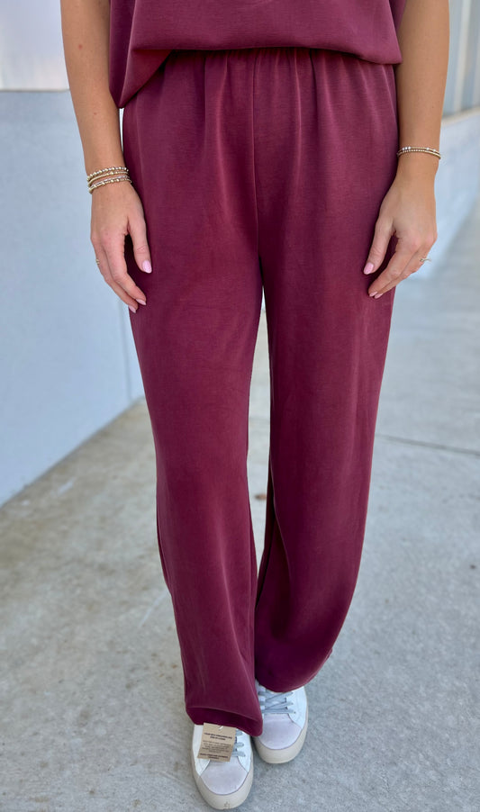 Elastic Scuba Waist Paints , Burgundy