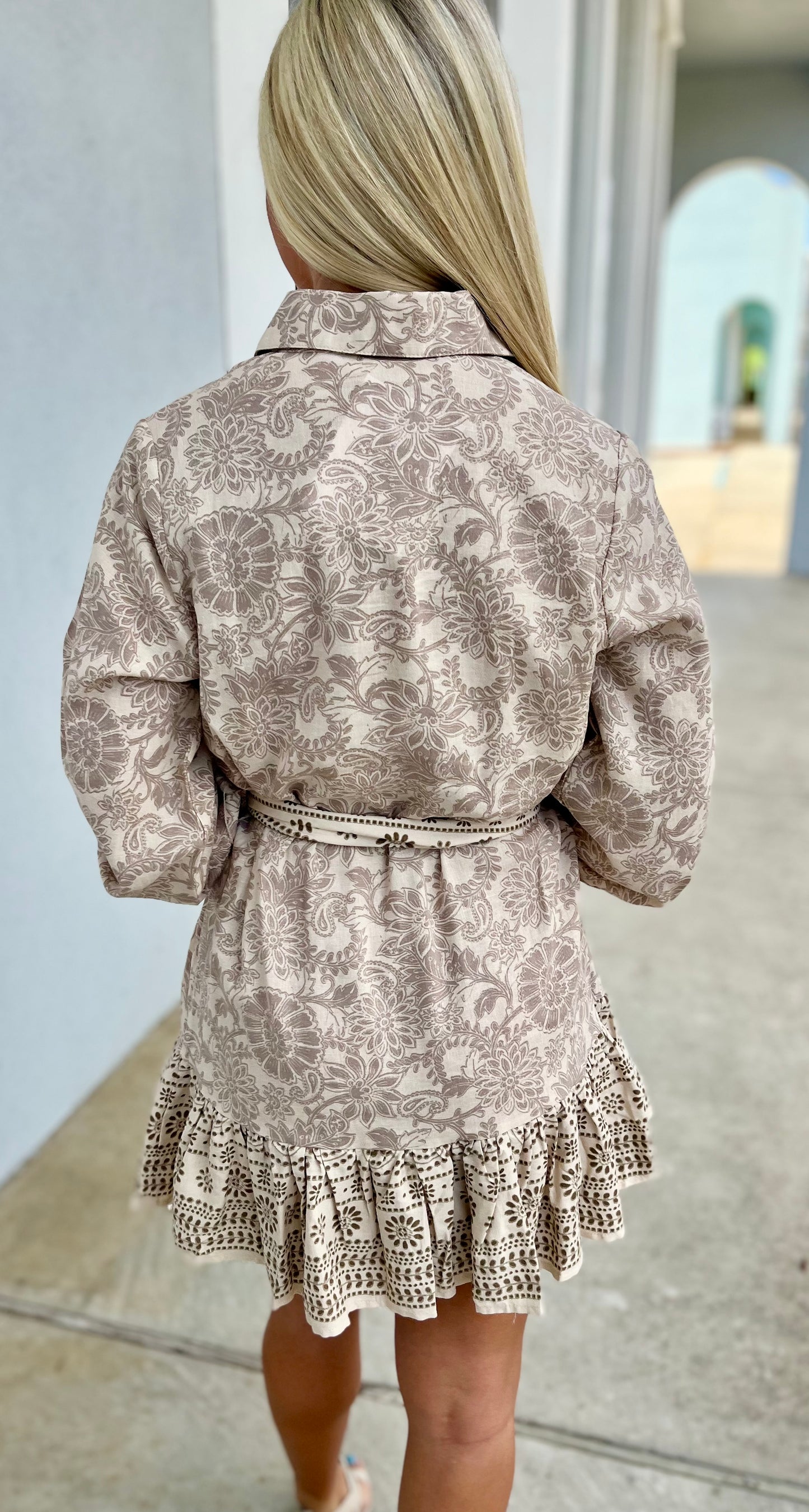 Linen Floral Button Down Dress