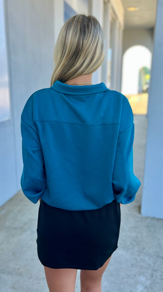 Scuba Half Zip Pullover, Ocean Teal