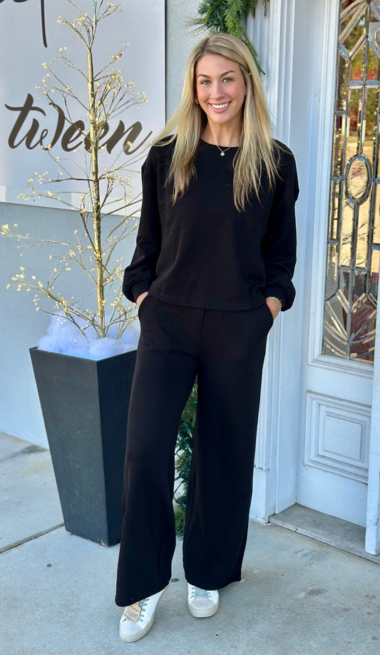 Black French Rib Pullover and Pants SET