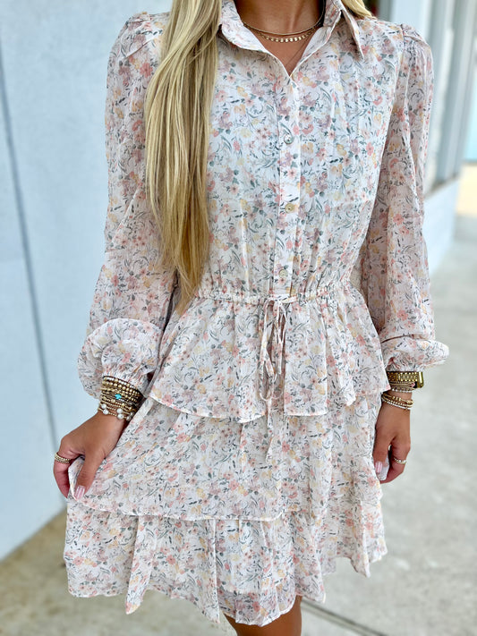 Elegant Floral Button Down Mini Dress