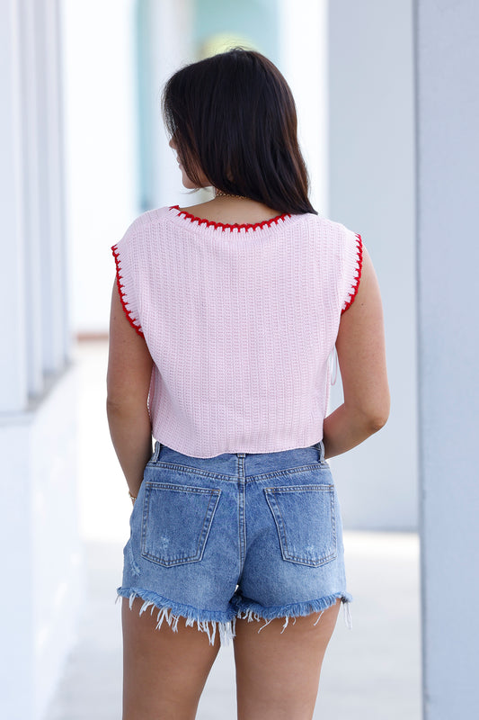 Sweet Pink Hem Detail Sweater Top