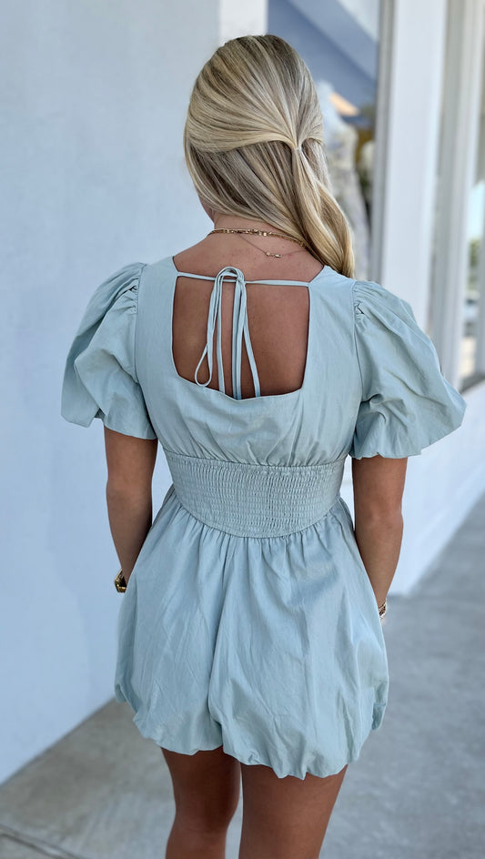 Sage Puff Sleeve Romper