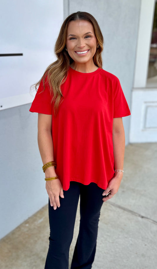 Shoreline Pima Cotton Slouchy Tee, Cherry