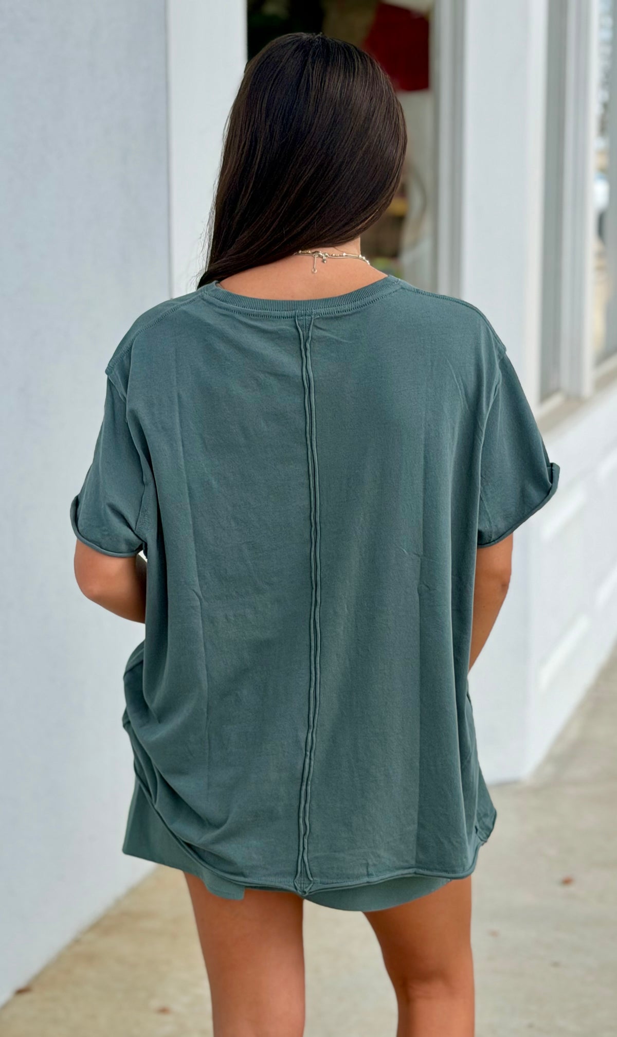 Pima Cotton Center-Seam Oversized Tee, Eucalyptus