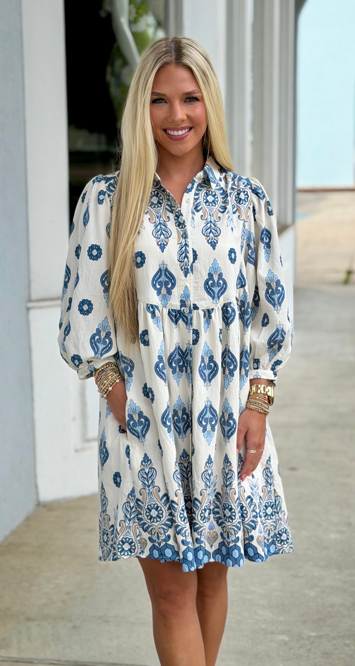 Blue Printed Dress