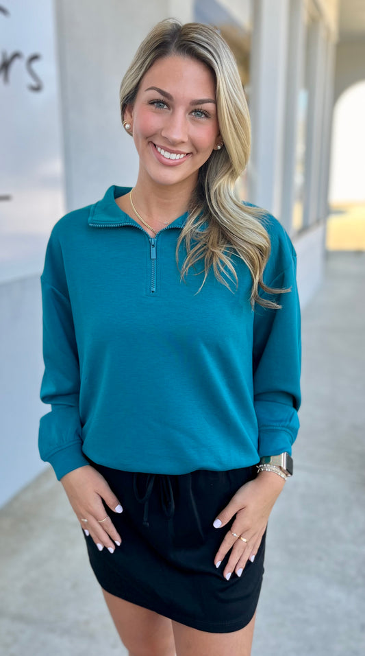 Scuba Half Zip Pullover, Ocean Teal
