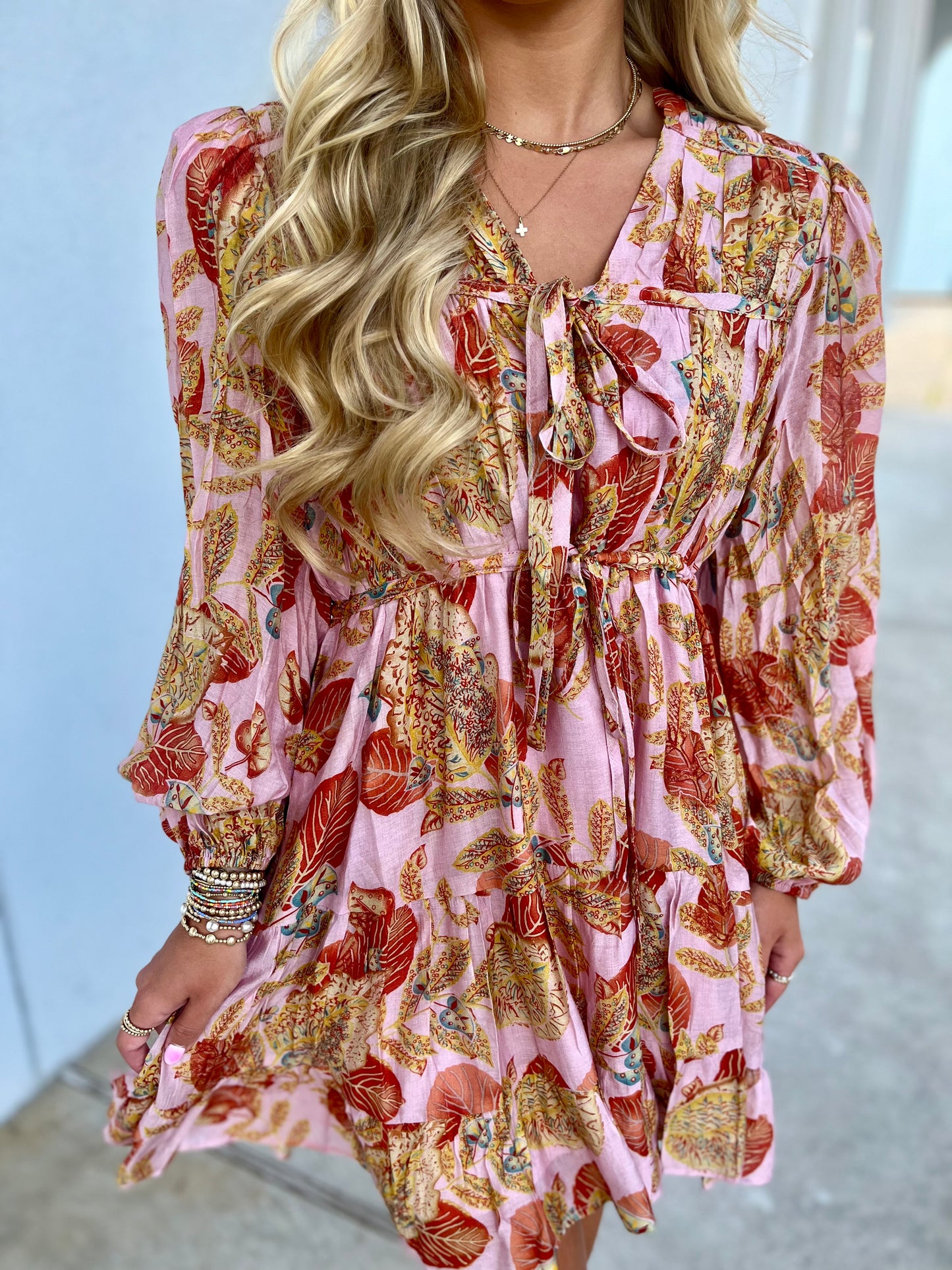 Pink Mix Long Sleeve Dress