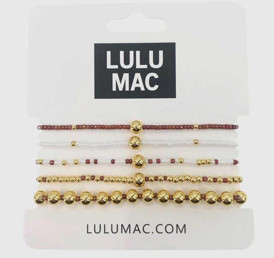 Burnt Orange And White Lulu Mac Bracelet Set