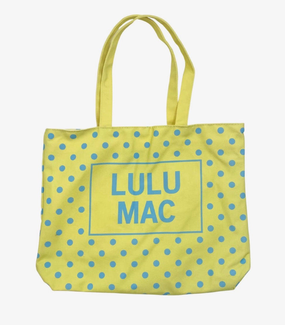 Lulu Mac Polka Dot Tote, Blue Dot On Yellow
