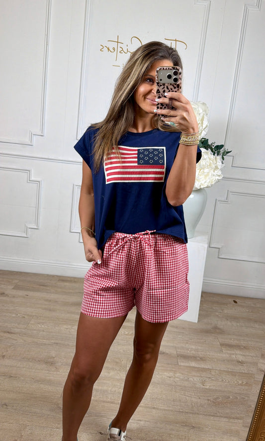 Flag Patch Tee, Navy