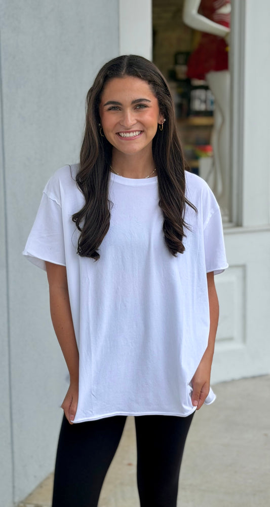 Pima Cotton Center-Seam Oversized Tee, White