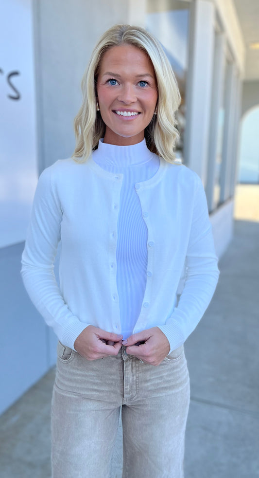 Button Up Cardigan , Off White
