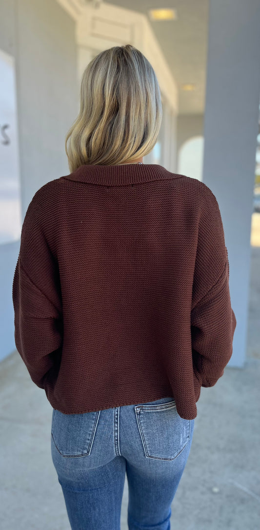 Brown Collared Pullover
