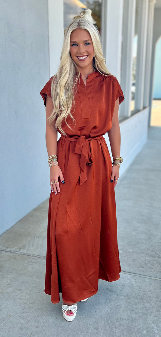 V Neck Midi Dress, Sienna