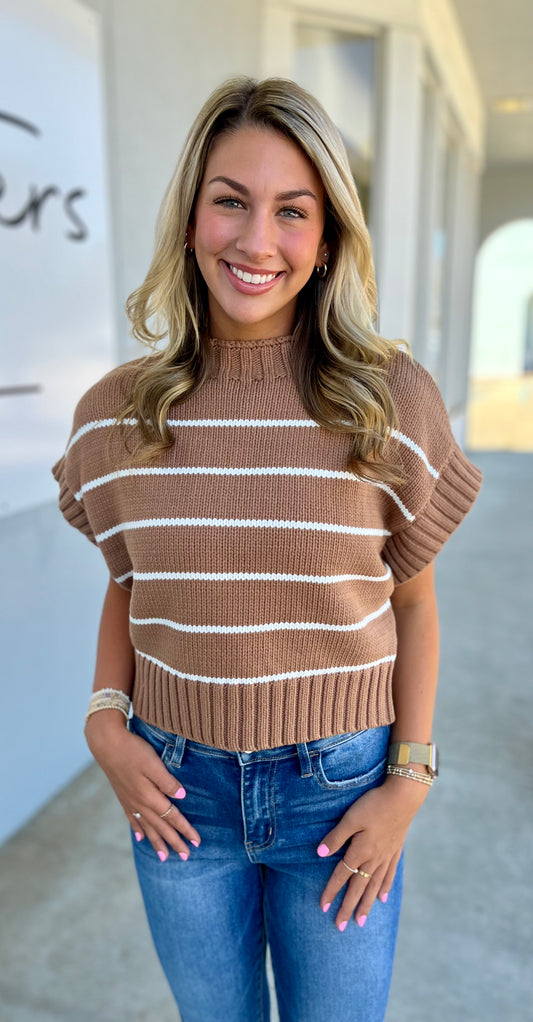 Deep Camel Striped Sweater