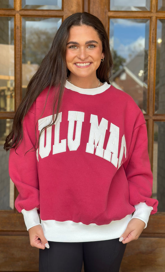 Color Block Stitch LULU Mac, Plum/White