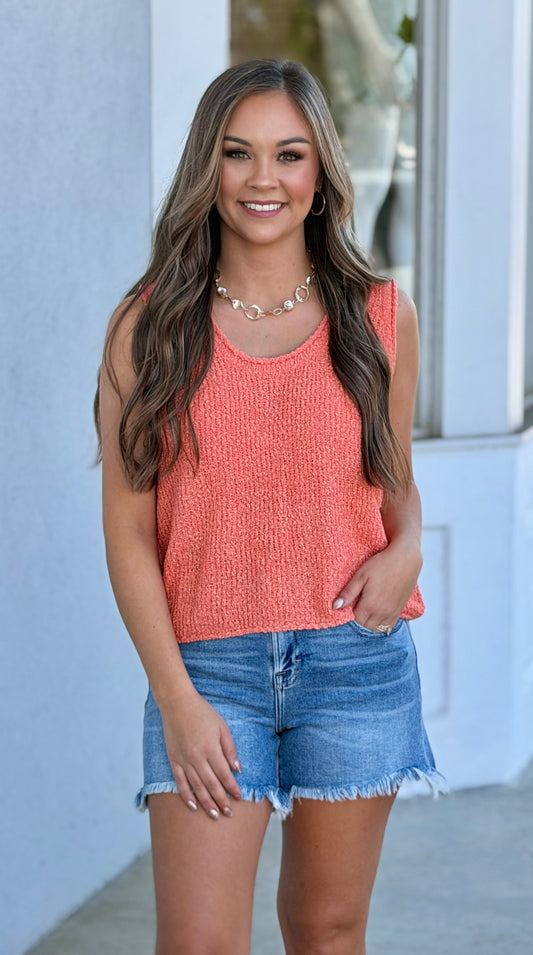 Textured Sweater Tank , Sunkist