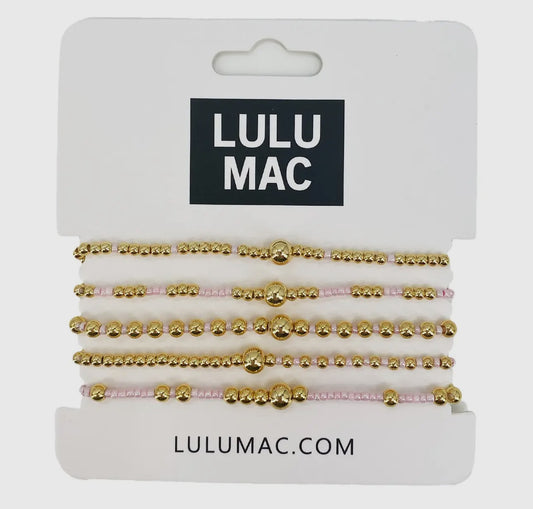 Lulu Mac Multi Color Bracelet Stack, Light Pink